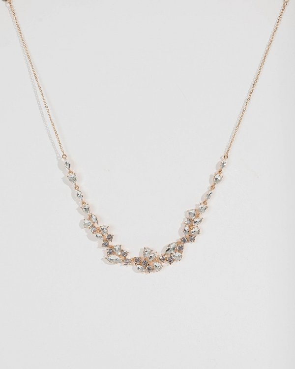 Gold Multi Crystal Cluster Necklace