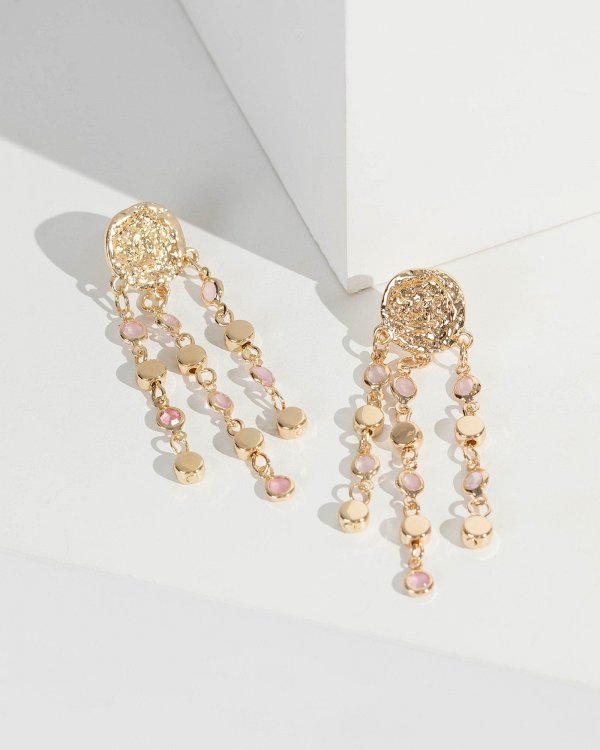 Gold Waterfall Crystal Drop Earrings