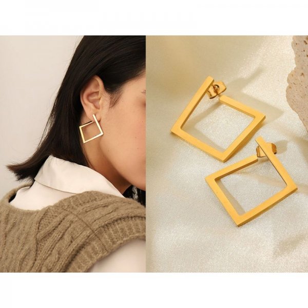 Trendy copper Square Hoop Earrings